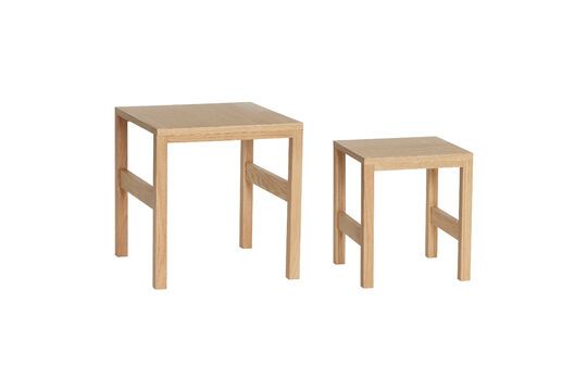 Set of 2 Puzzle light oak veneer side tables Clipped