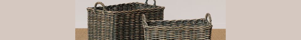 Material Details Set of 2 Pyrenees green rattan baskets