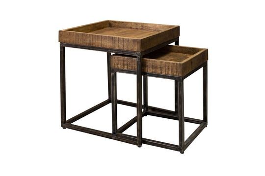 Set of 2 Revol dark wood side tables Clipped