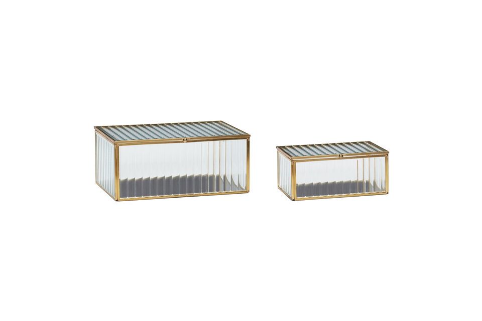 Set of 2 Ripple glass boxes Hübsch