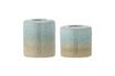 Miniature Set of 2 Safie green stoneware candleholders 1