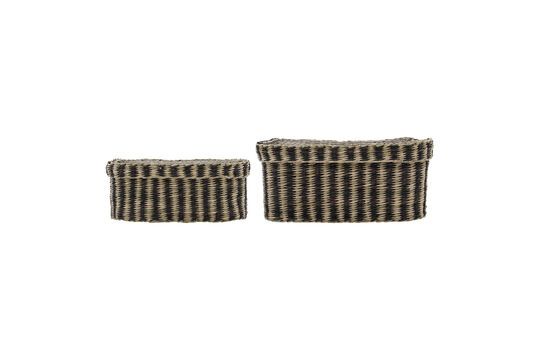 Set of 2 Shoo light and brown rattan baskets Clipped