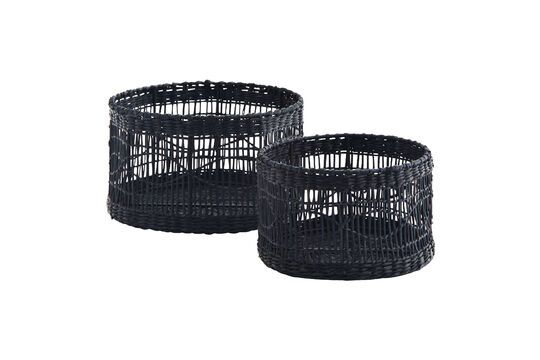 Set of 2 Sigrace black natural fiber baskets