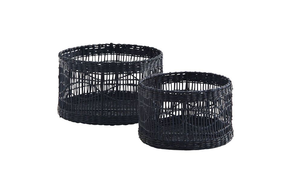 Set of 2 Sigrace black natural fiber baskets Madam Stoltz