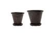 Miniature Set of 2 small Flower planters in brown stoneware 1