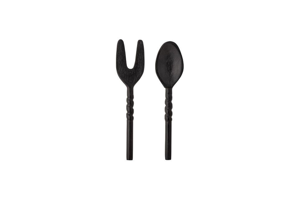 Set of 2 Tiane black mango wood salad servers Bloomingville