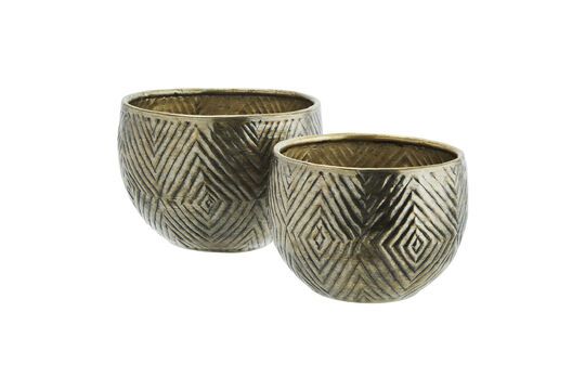 Set of 2 Tog copper-hammered aluminum planters Clipped