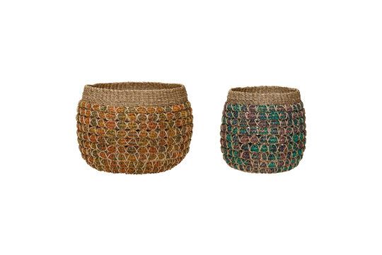 Set of 2 Twist multicolor natural fiber baskets