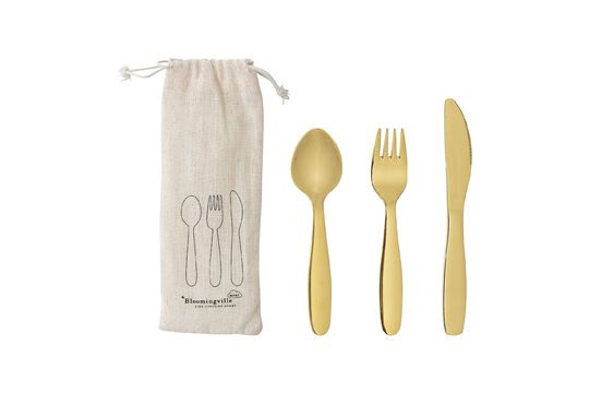 Set of 3 Ally gold stainless steel flatware sets Clipped