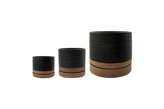 Set of 3 Astu black stoneware planters Clipped