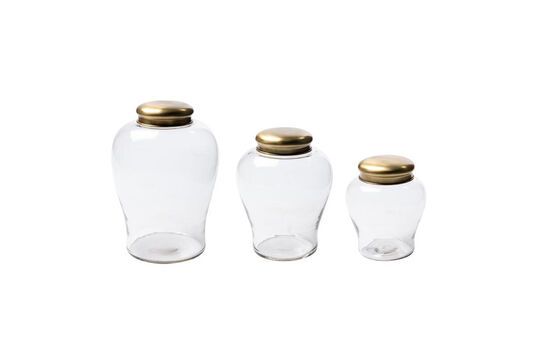 Set of 3 Babylone clear glass jars Clipped