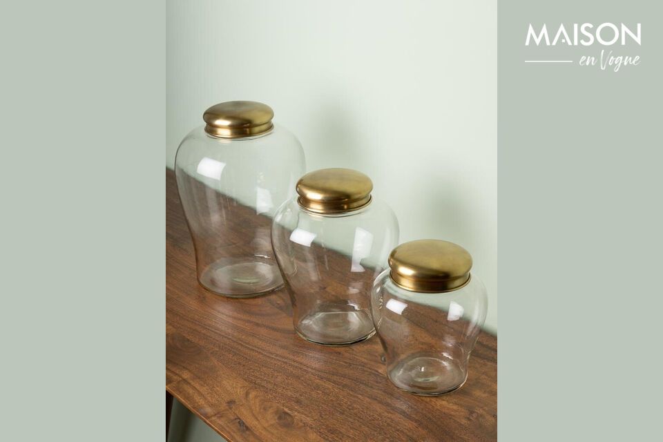 Set of 3 Babylone clear glass jars Chehoma