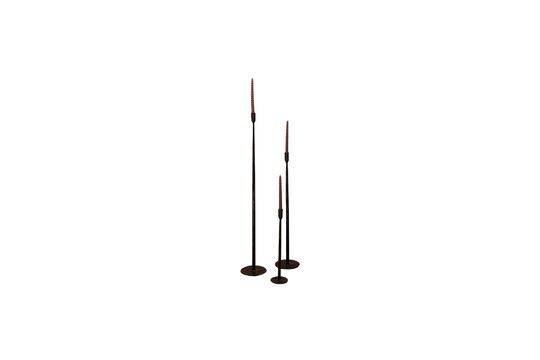 Set of 3 black forged metal candleholders Clipped