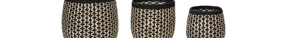 Material Details Set of 3 black Sprout natural fiber baskets