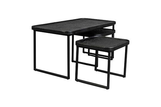 Set of 3 black wood coffee tables Winston Clipped