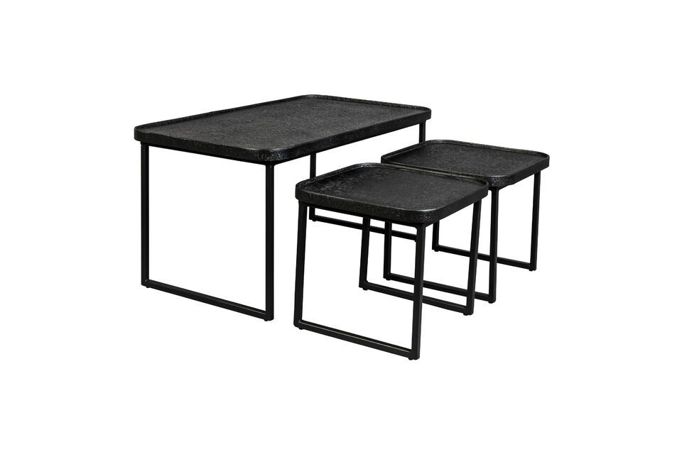 Set of 3 black wood coffee tables Winston - 5