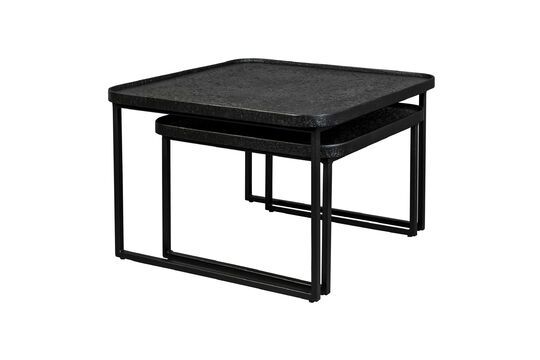 Set of 3 black wooden coffee tables Winston Clipped