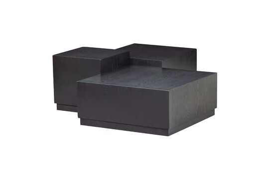 Set of 3 black wooden side table Pim