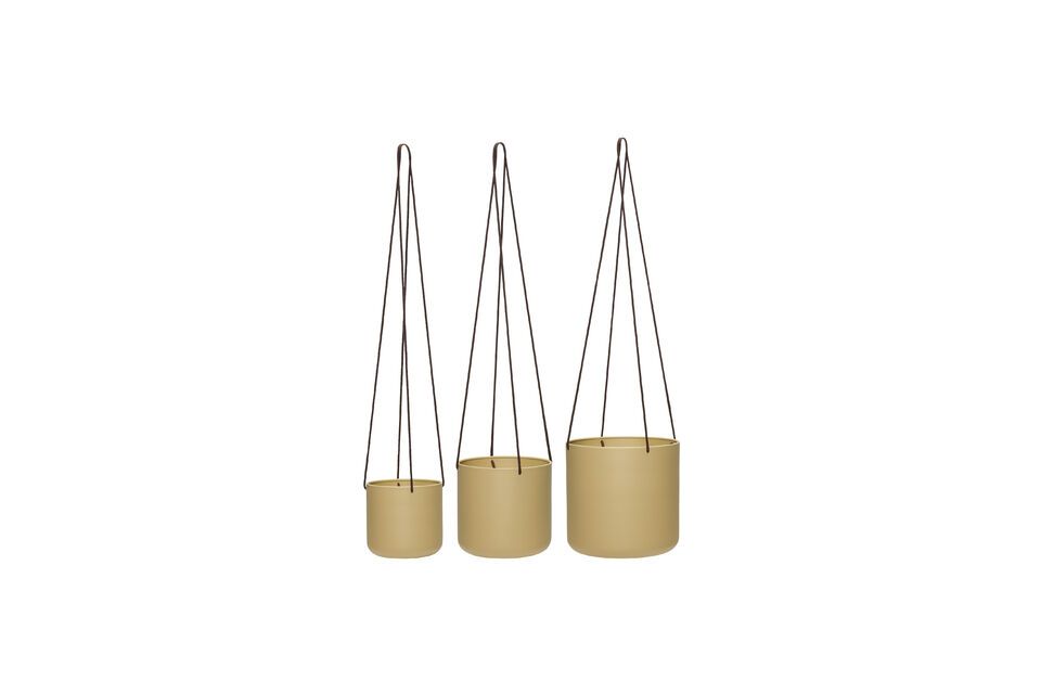 Give your plants an elegant, natural home with the Bloom set of 3 beige cotton planters