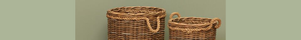 Material Details Set of 3 brown Cylindrical rattan baskets