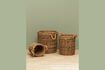 Miniature Set of 3 brown Cylindrical rattan baskets 2