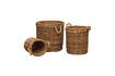 Miniature Set of 3 brown Cylindrical rattan baskets 1