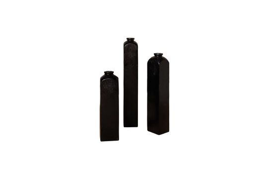 Set of 3 Canoa H120 black terracotta vases Clipped