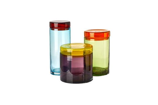 Set of 3 Caps multicolored glass jars Clipped