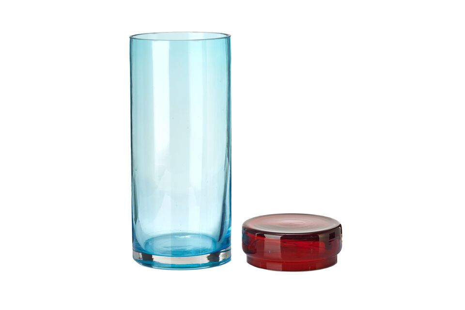 Set of 3 Caps multicolored glass jars - 9