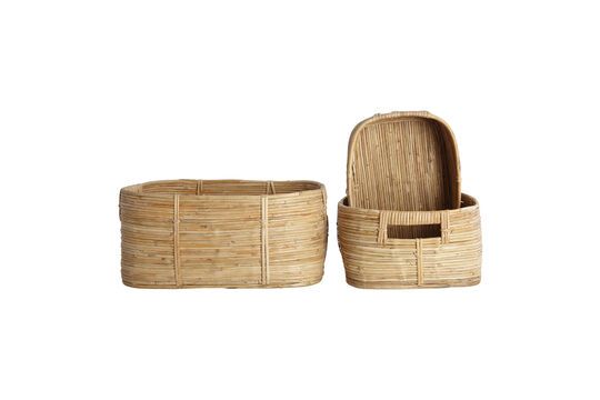 Set of 3 Chaka light rattan rectangular baskets Clipped