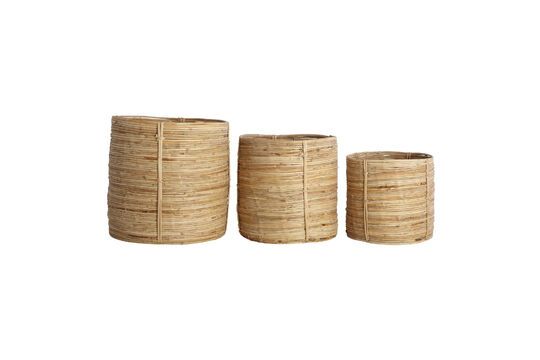 Set of 3 Chaka light rattan round baskets Clipped