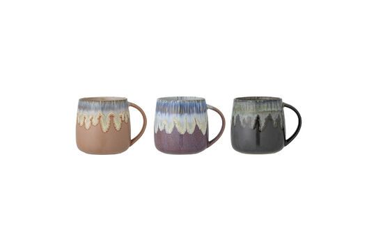 Set of 3 Cloe multicolored stoneware mugs Clipped