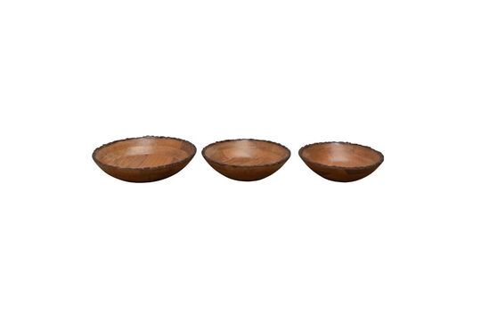 Set of 3 dark wood Forest salad bowls Clipped