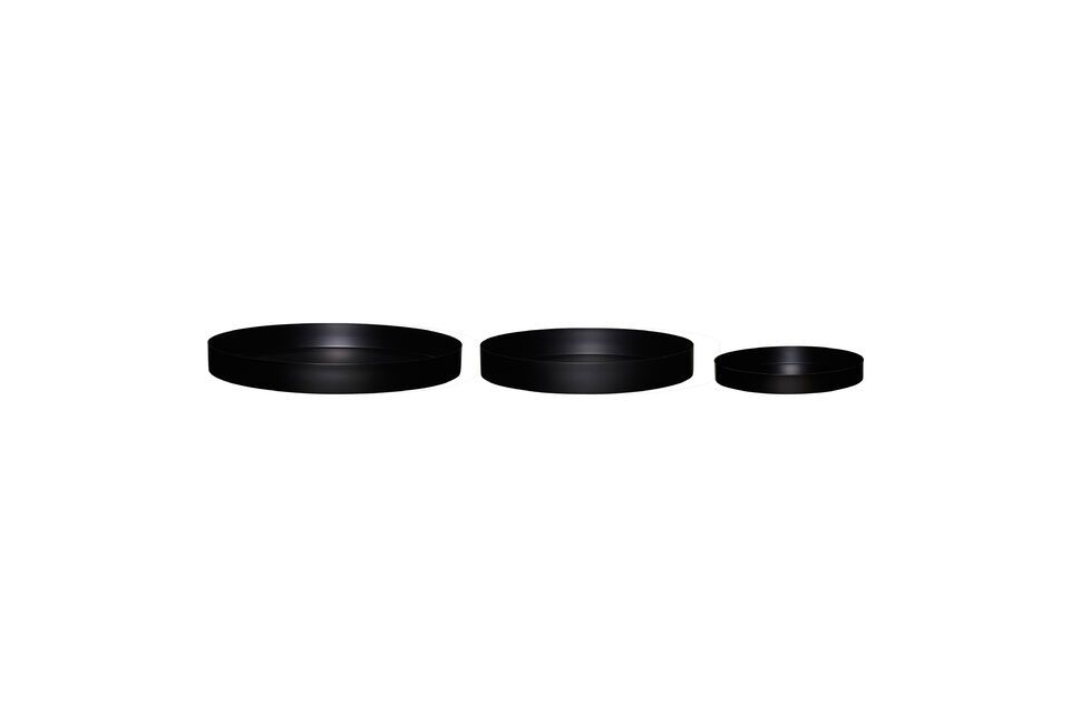 Set of 3 Embrace black metal dishes Hübsch