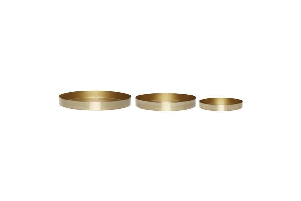 Set of 3 Embrace brown metal dishes Hübsch