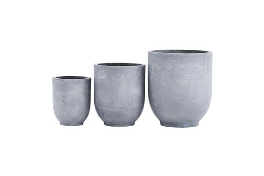 Set of 3 Gard grey cement planters Clipped