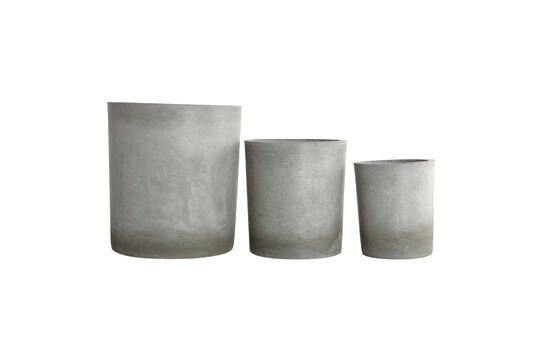 Set of 3 light grey Ave cement planters Clipped