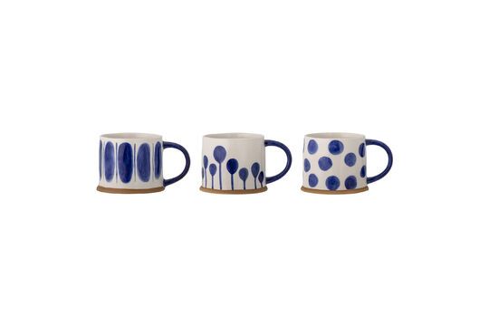 Set of 3 Linora blue stoneware mugs Clipped