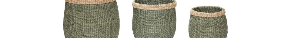 Material Details Set of 3 Moss green natural fiber baskets