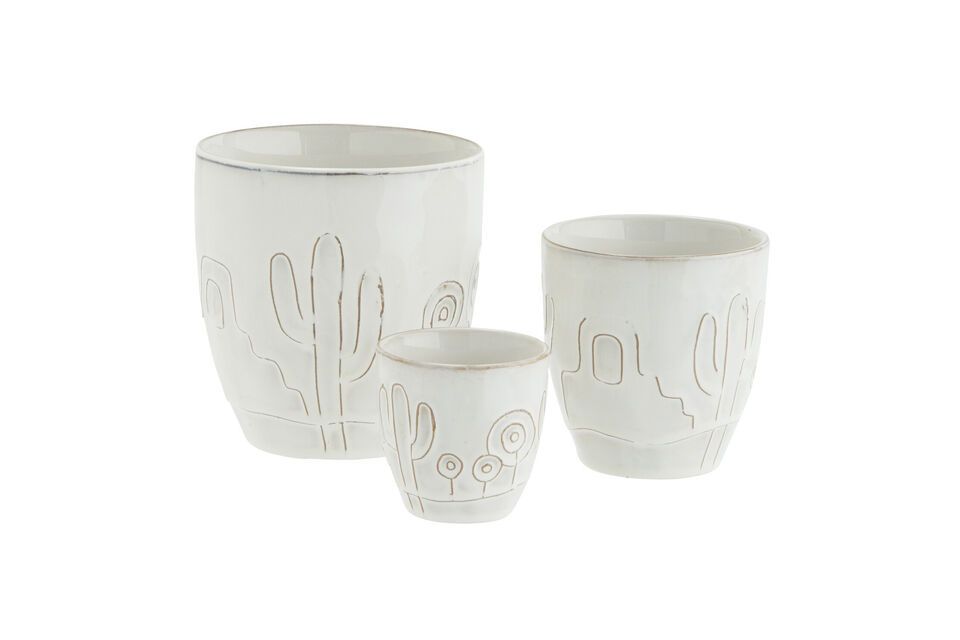 Set of 3 Myfly white stoneware planters Madam Stoltz