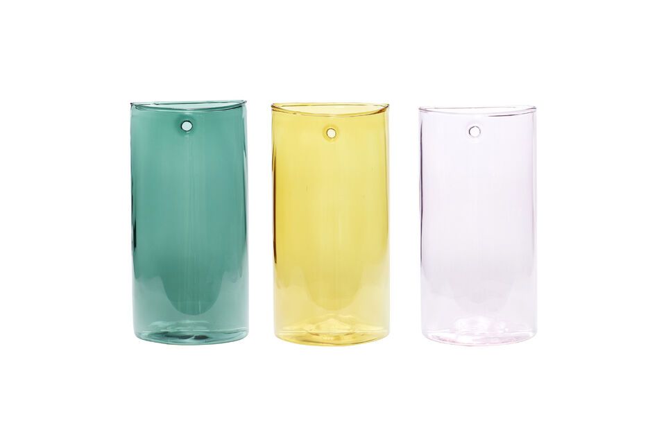 Set of 3 Popsicle multicolored glass vases Hübsch