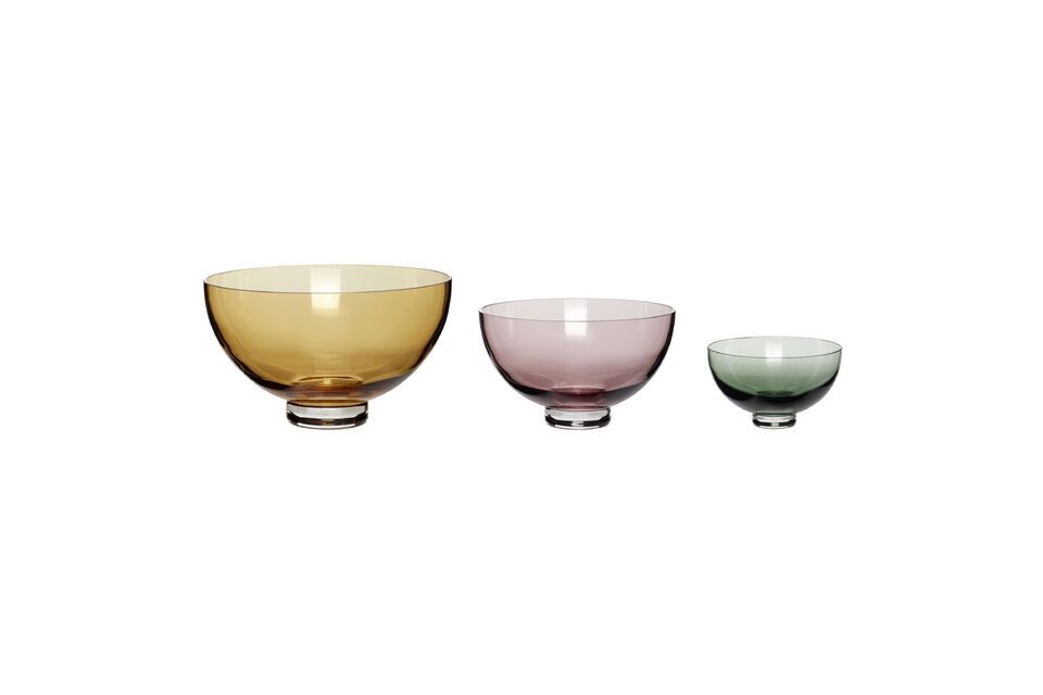 Set of 3 Radiant multicolored glass bowls Hübsch