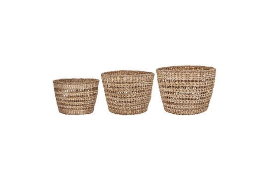 Set of 3 Ramla clear natural fiber baskets Clipped