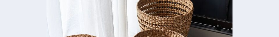 Material Details Set of 3 Ramla clear natural fiber baskets