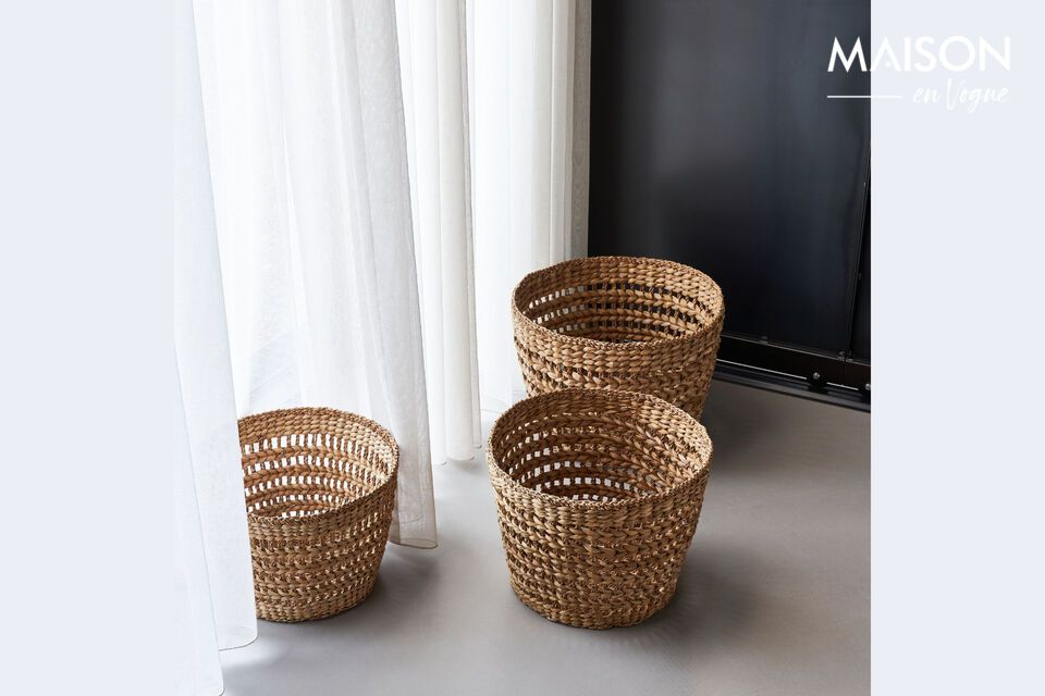 Set of 3 Ramla clear natural fiber baskets House Doctor