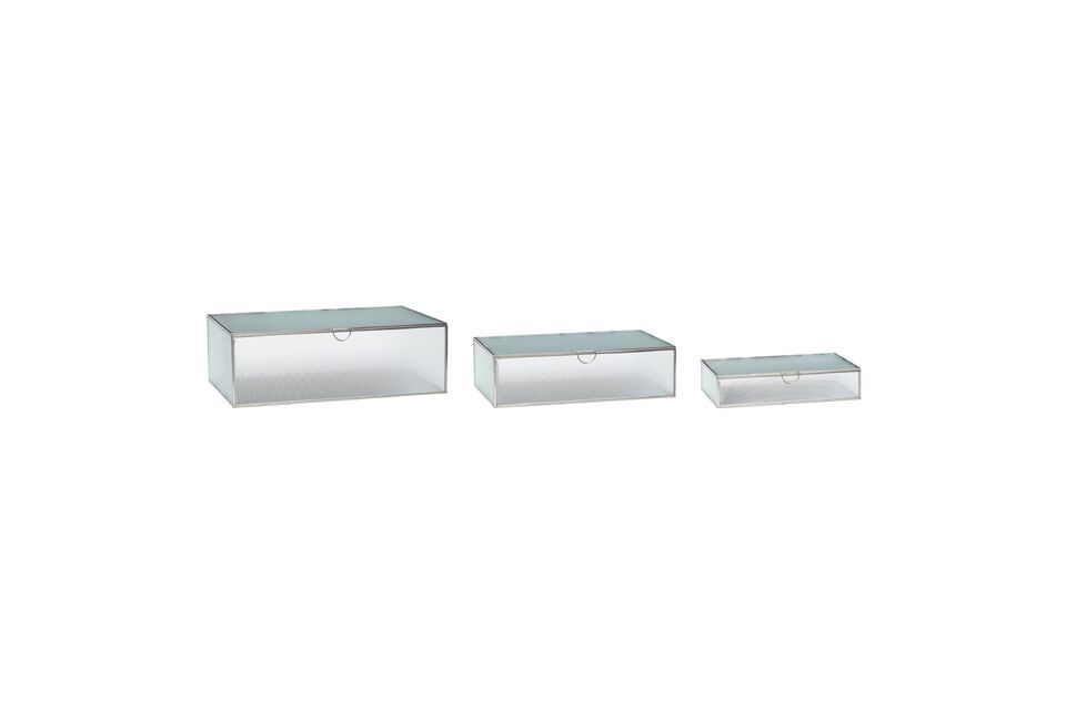 Set of 3 Ripple glass boxes Hübsch