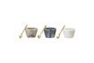 Miniature Set of 3 Rosamynthe white marble salt pots with spoon 1