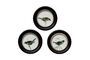 Miniature Set of 3 round black wooden frames, colored Clipped