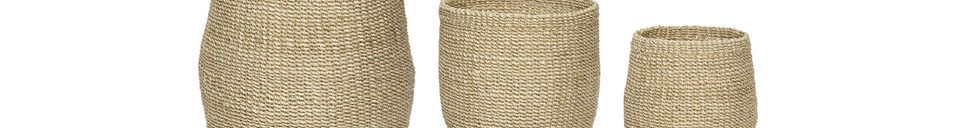 Material Details Set of 3 Sort clear natural fiber baskets