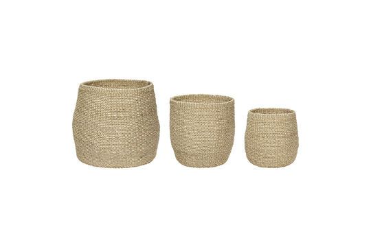 Set of 3 Sort clear natural fiber baskets Clipped